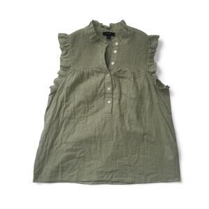 J.Crew Garden Sleeveless Top with ruffles, Size‎ small, Soft Gauze cotton